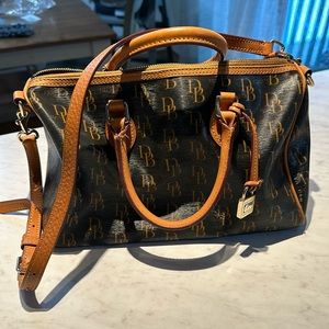 DOONEY & BOURKE Signature DB Classic Satchel Brown & Gold  Shell Leather